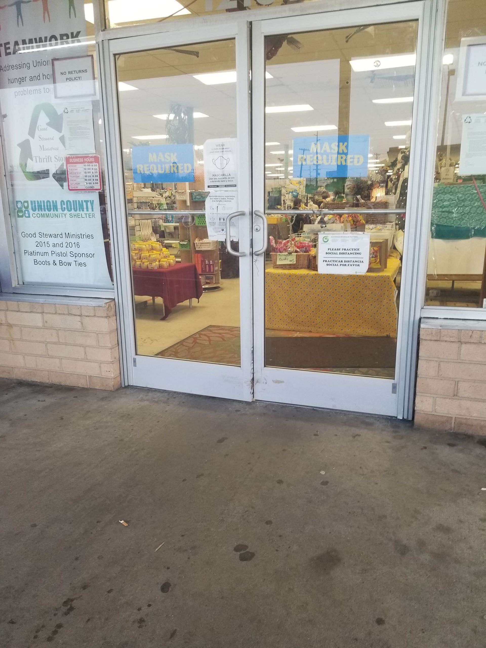 A store front with a sign that says ' once a month ' on it