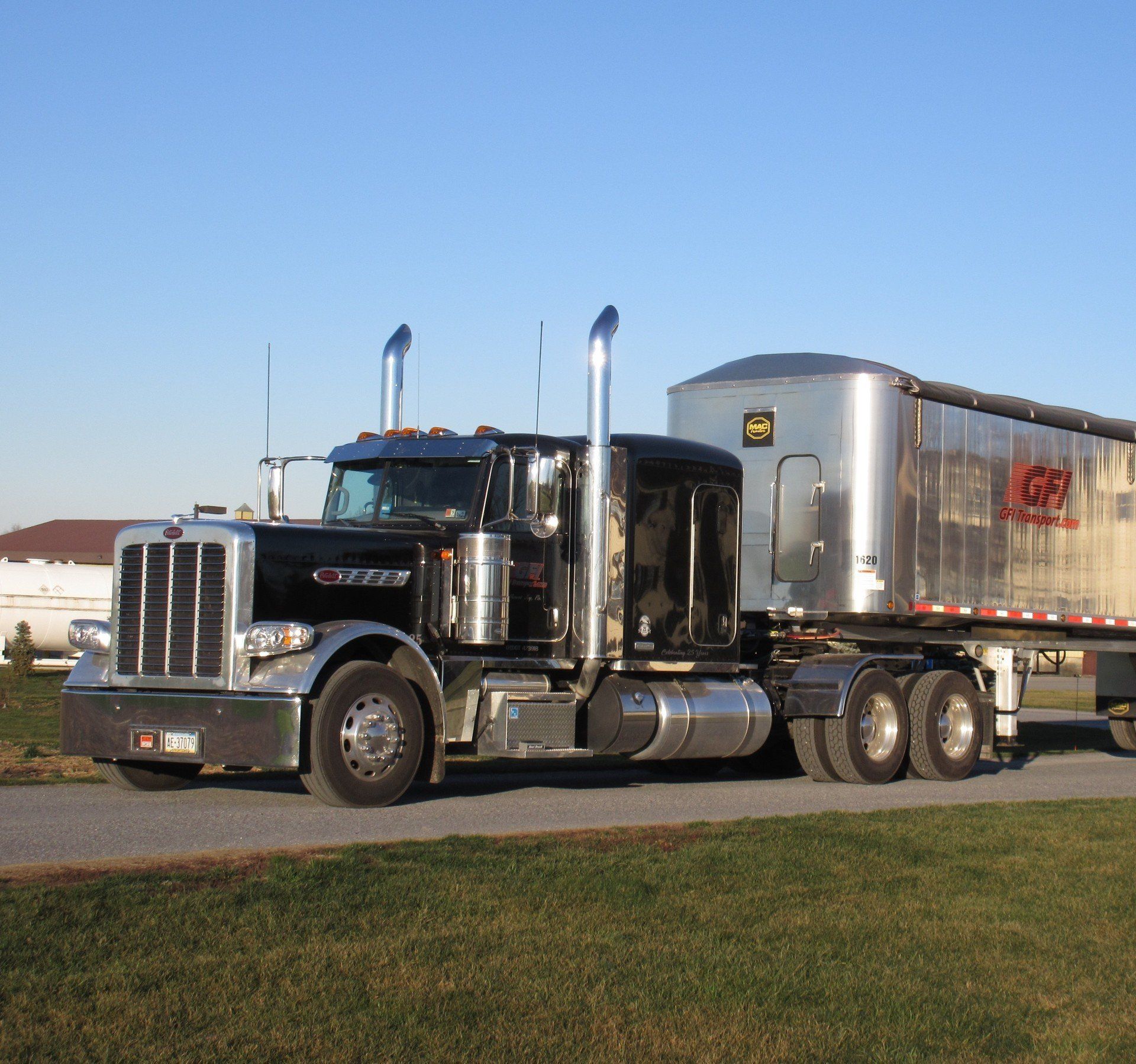 a semi truck with a trailer