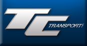 the logo for tc transport is on a blue background .