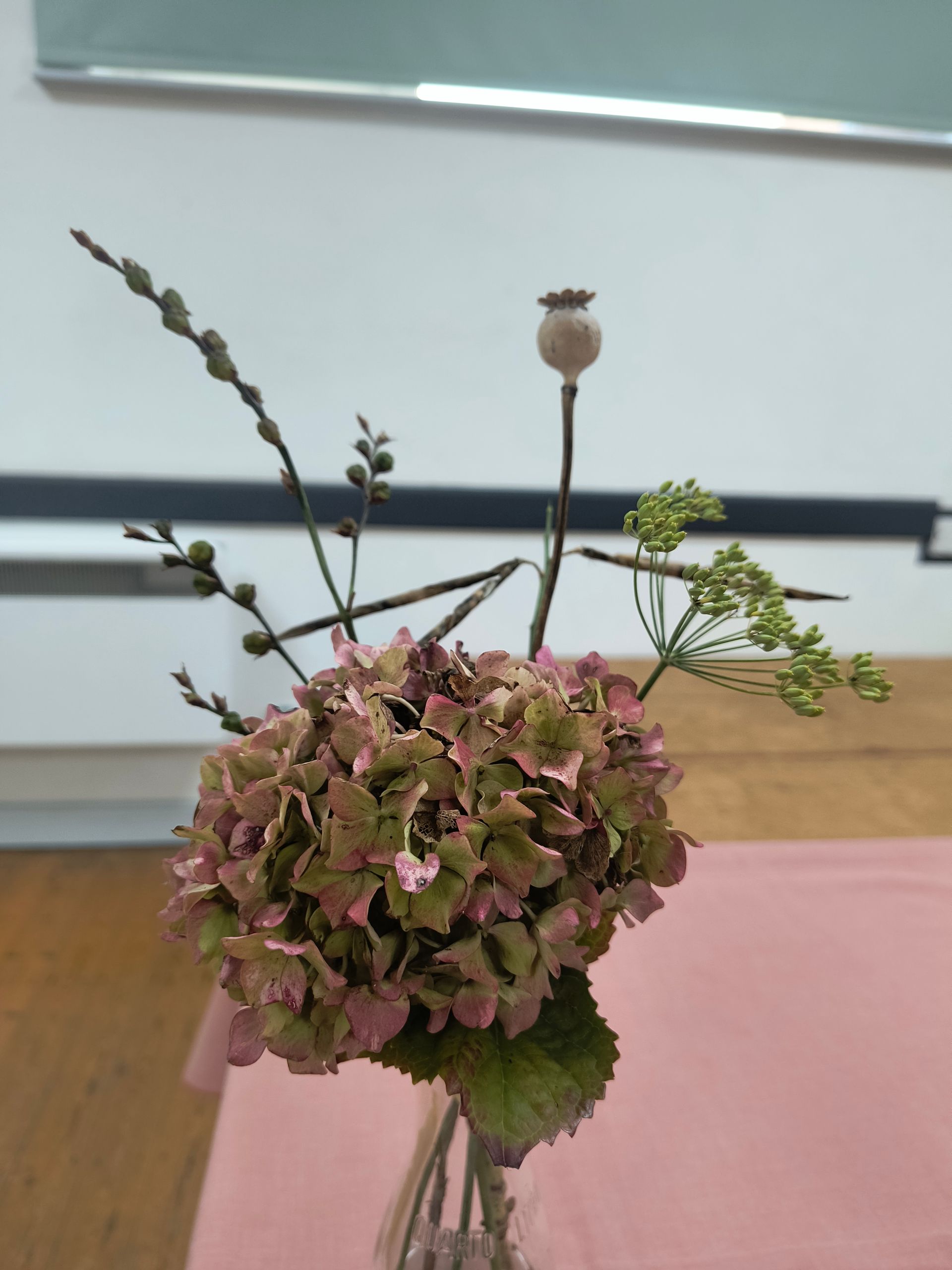 Photo shows an arrangement of dried flower heads
