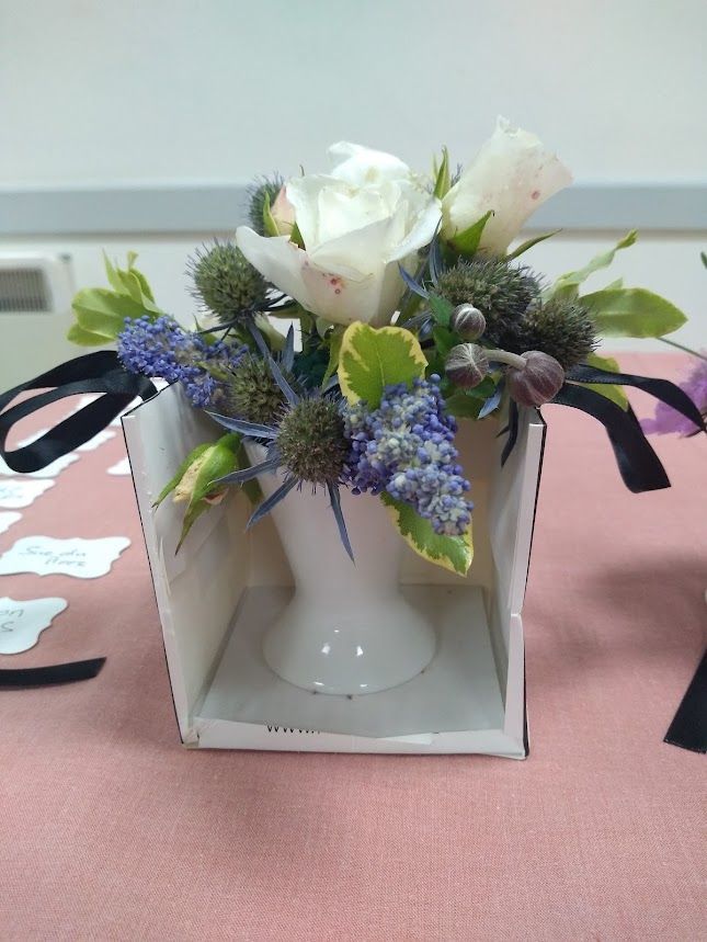 Photo of flower arrangment in an eggcup, 3rd place winner Margaret B