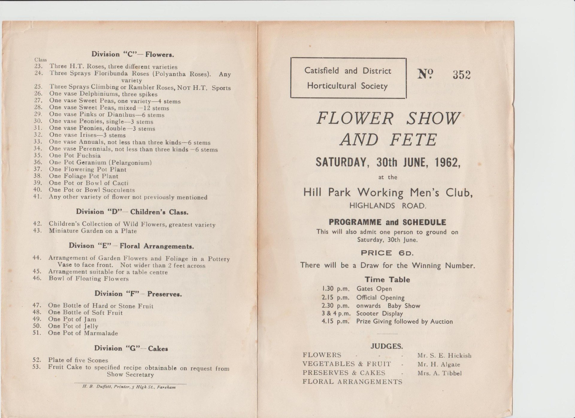 One of our earliest documents: Programme for the Summer Show, 1962