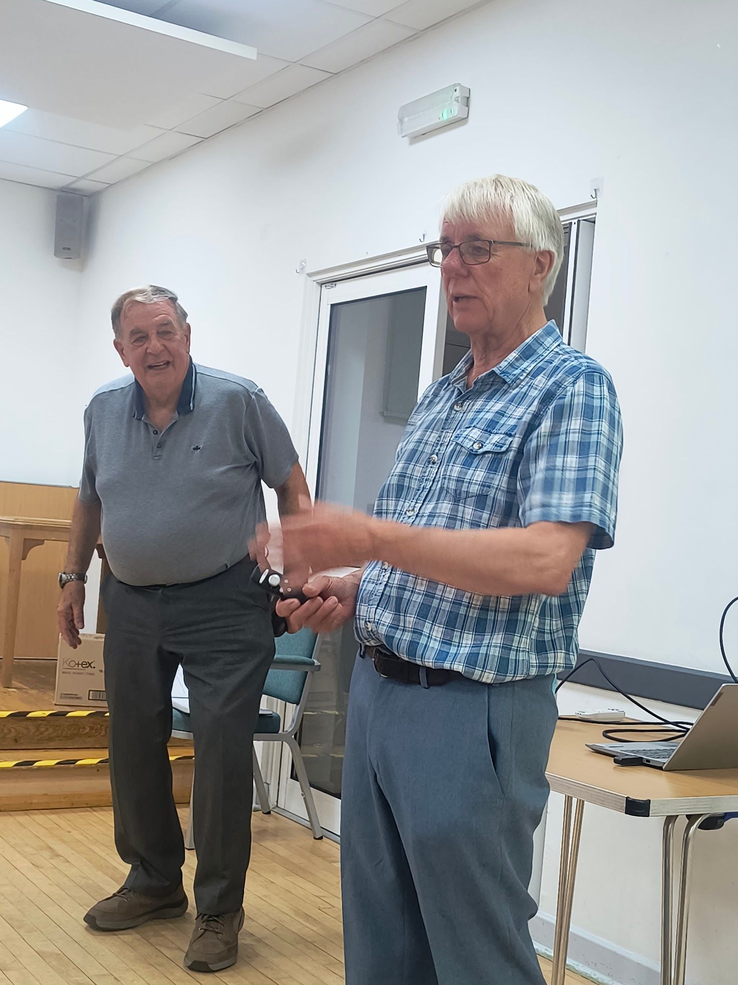 Club Chair Glenn and speaker Steve responding to questions from members