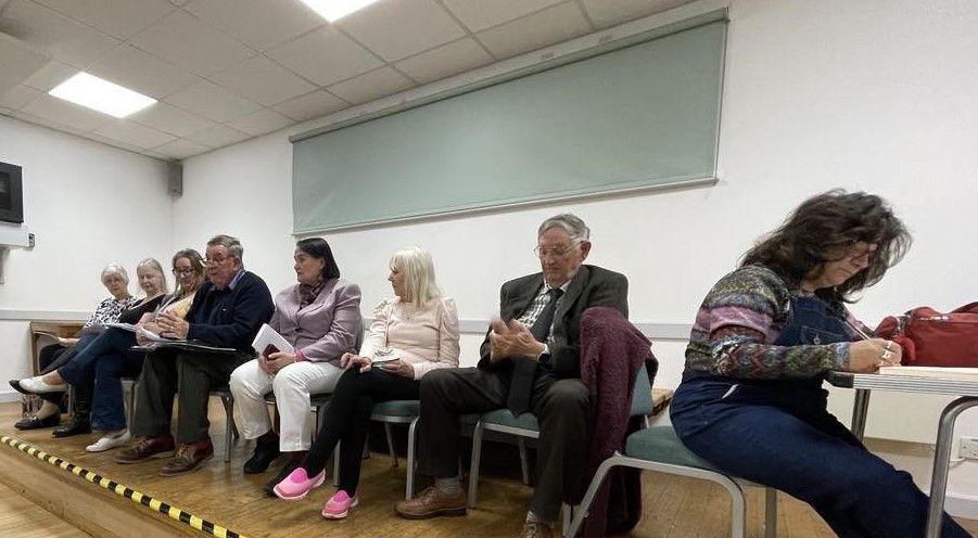 Picture of current committee members sitting on the stage