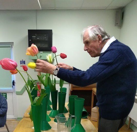 John Negus judges the tallest tulip competition
