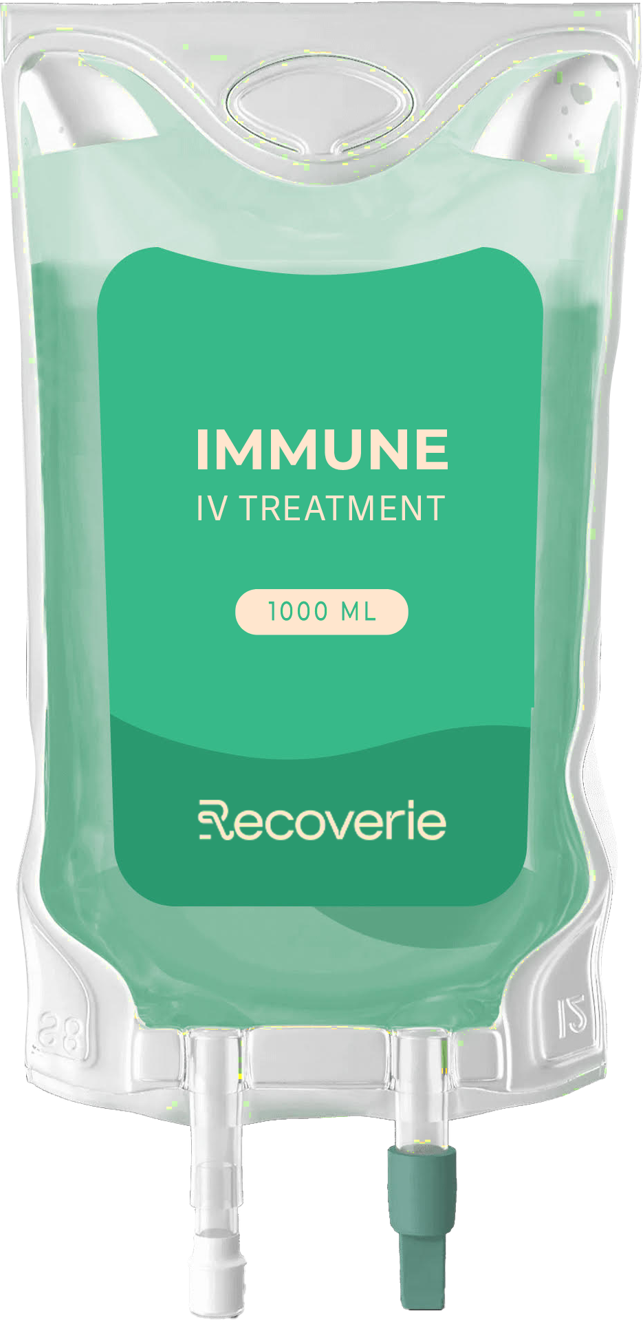 A bag of royal flush iv treatment is shown on a white background.