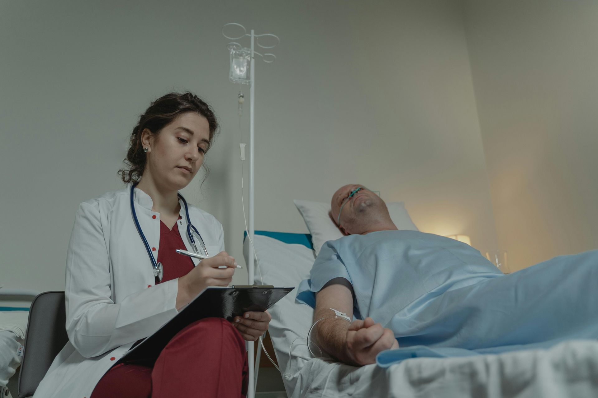Patient receiving IV hydration therapy