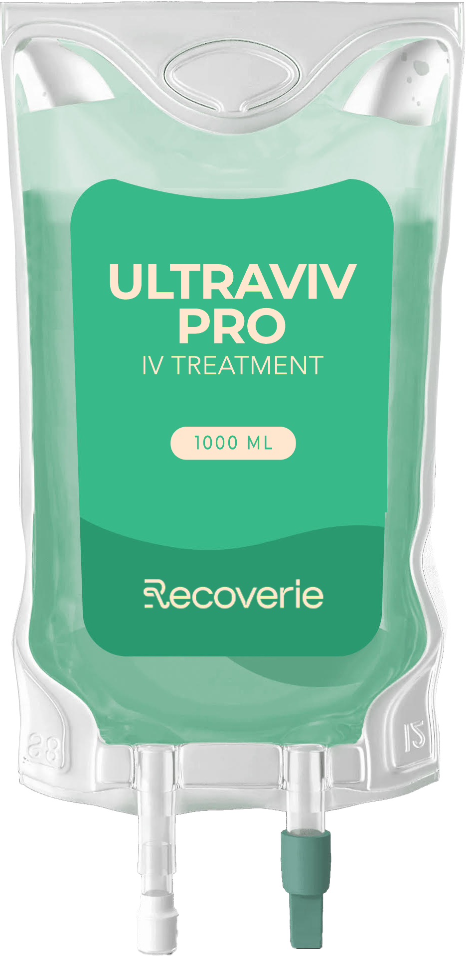 A bag of ultraviv pro iv treatment is shown on a white background.