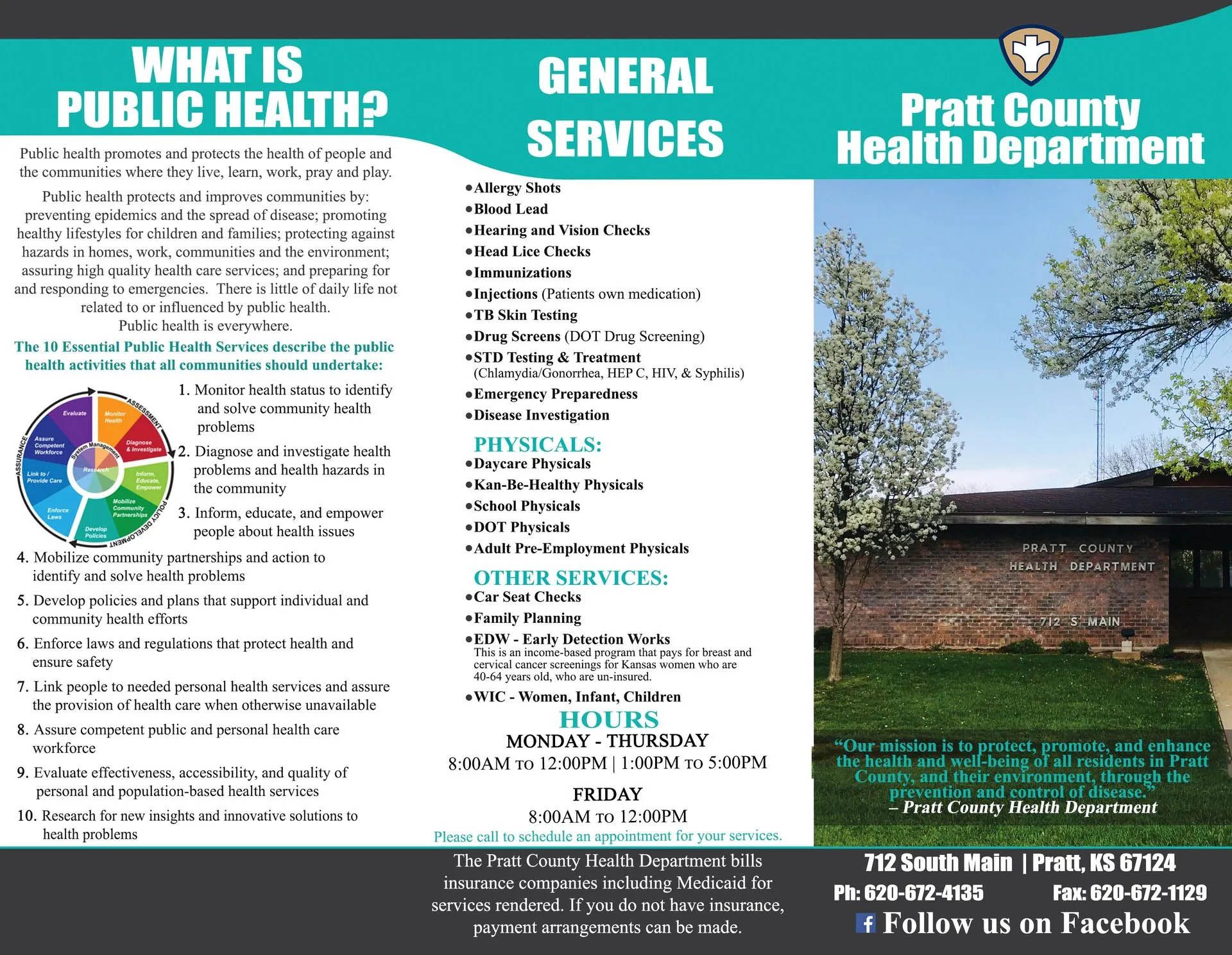 A brochure for the pratt county health department