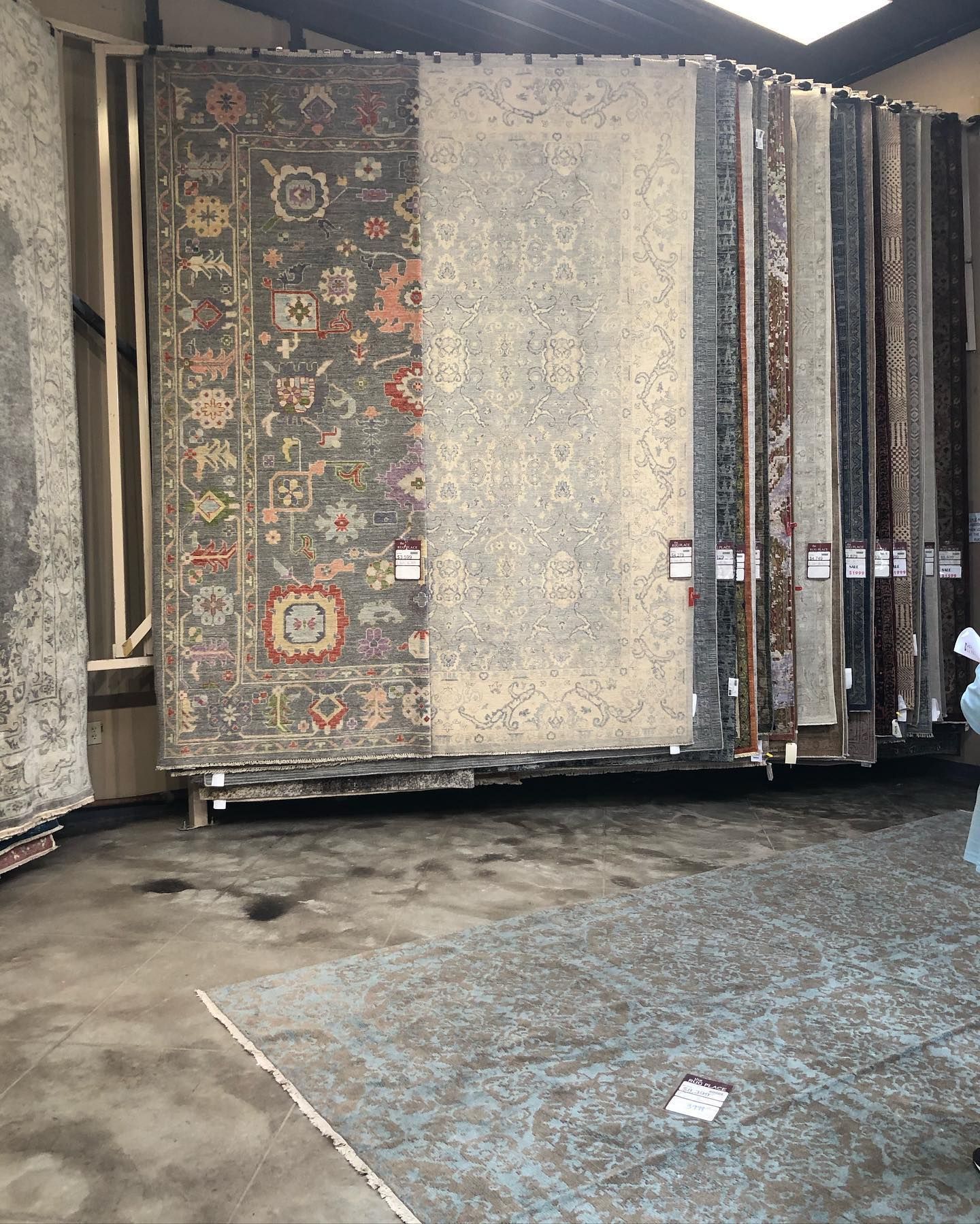 Rugs displayed in showroom