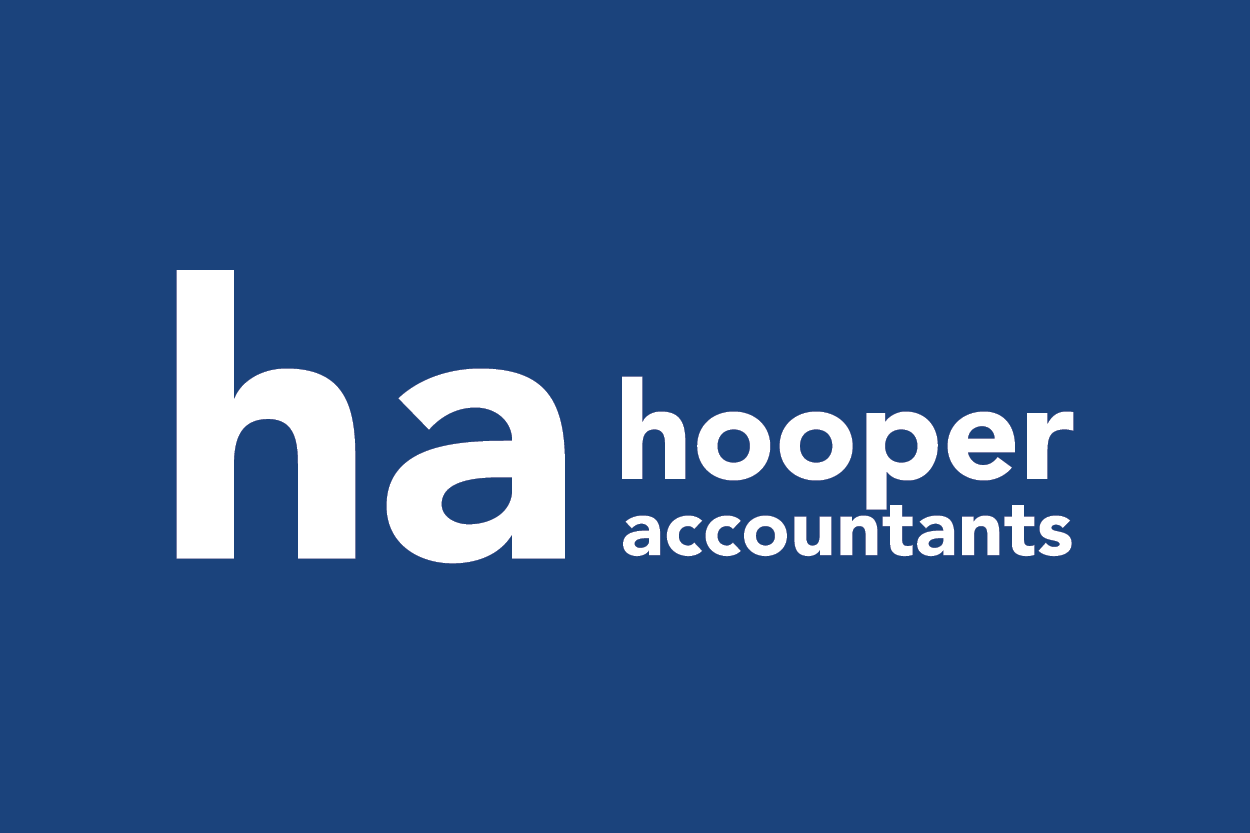 HA Hooper Accountants reversed on blue background