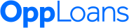 The OppLoans logo in blue, sans-serif font against a white background.