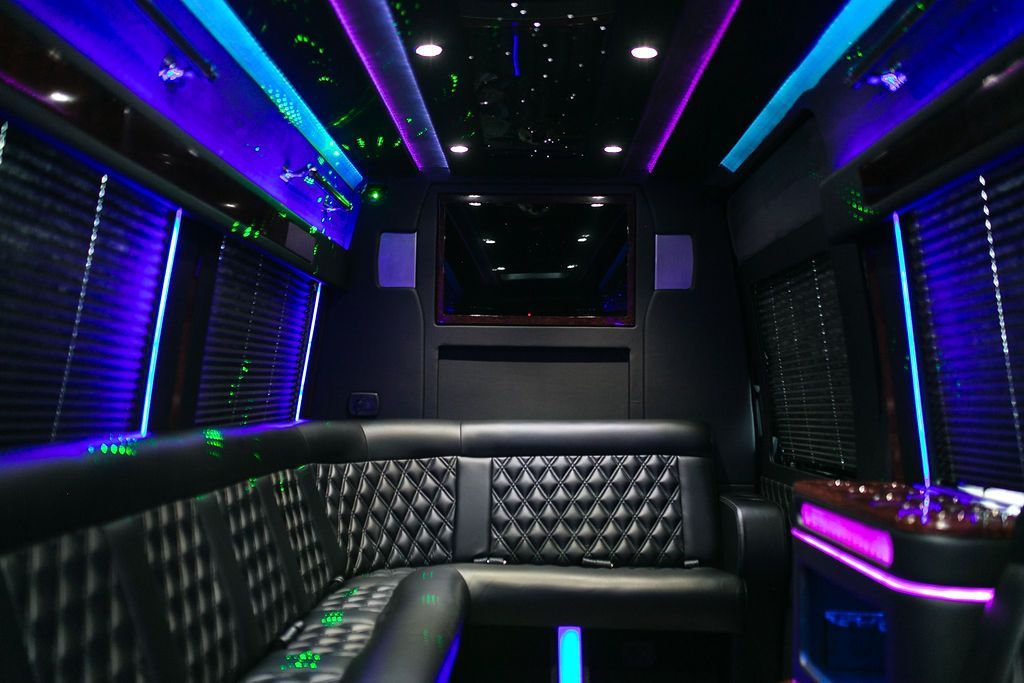 Epic Limo stretch limo with lights on for prom