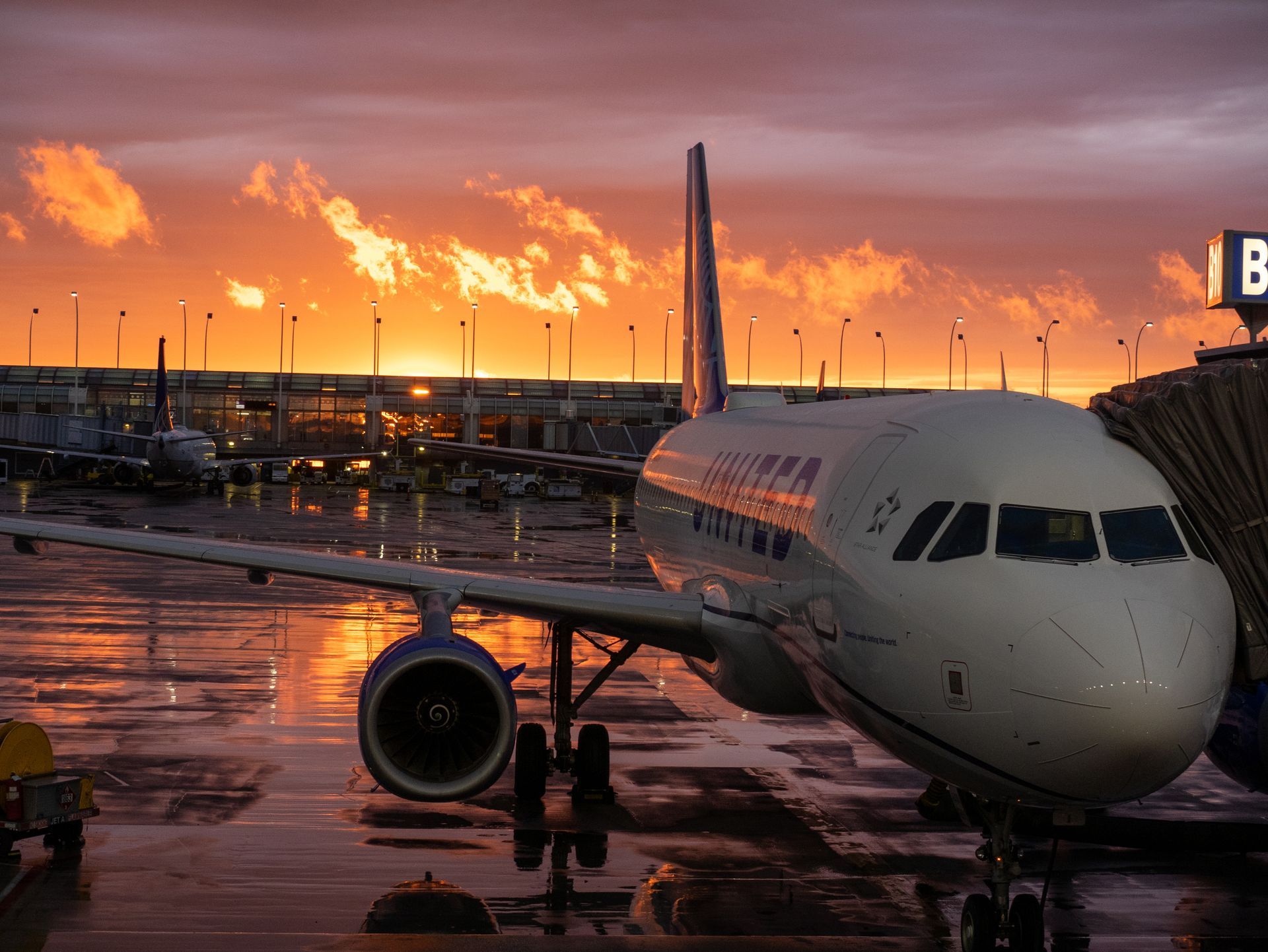An airplane is parked ready to take off from O'hare. 