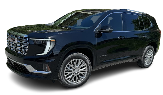A black gmc yukon is shown on a white background.