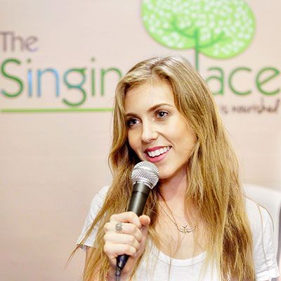 Blonde Girl Holding a Microphone Blonde Girl Holding a Microphone