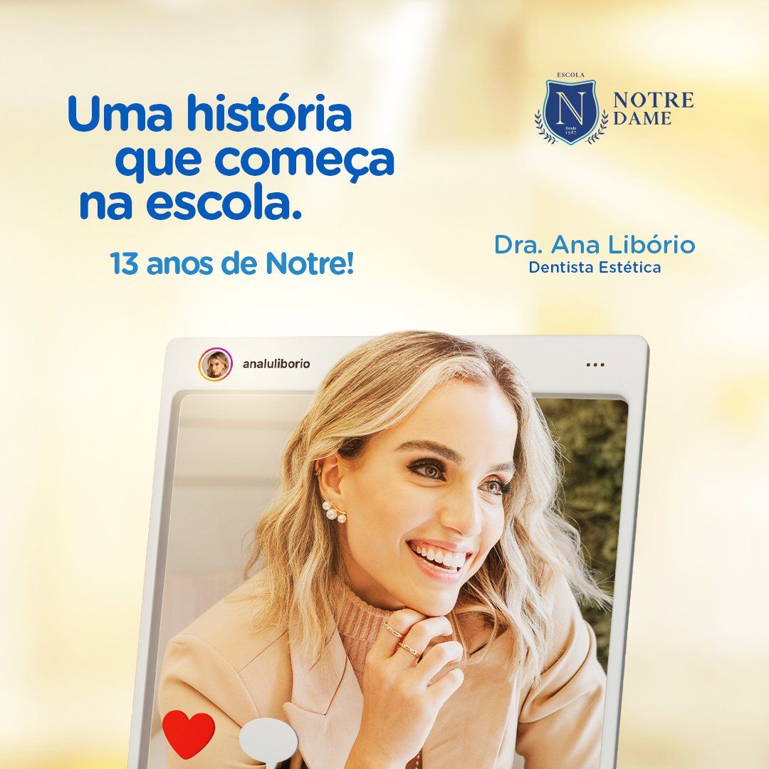 A picture of a woman with the words uma historia que começa na escola