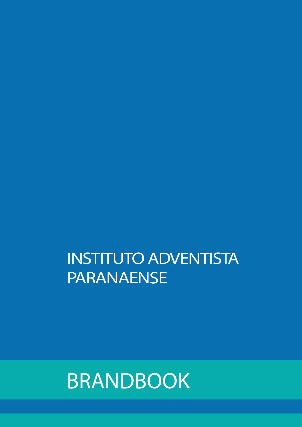 Capa azul do Brandbook com texto verde claro e branco que diz