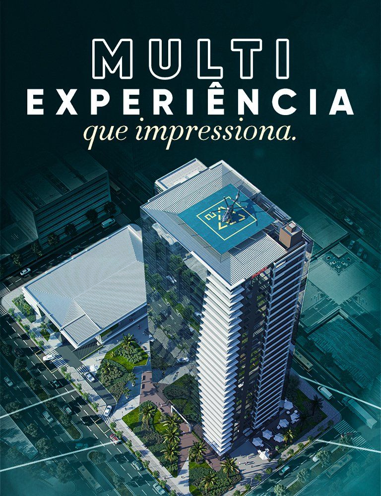 Uma vista aérea de um edifício com as palavras multi experiencia que impressiona
