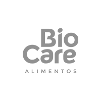 É um logotipo para uma empresa chamada bio care alimentos.