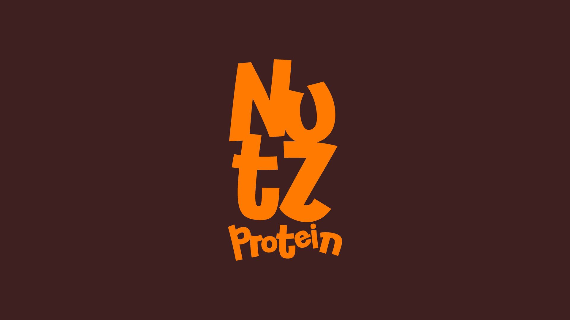 Logotipo da Nutz Protein em letras laranja sobre fundo marrom escuro.