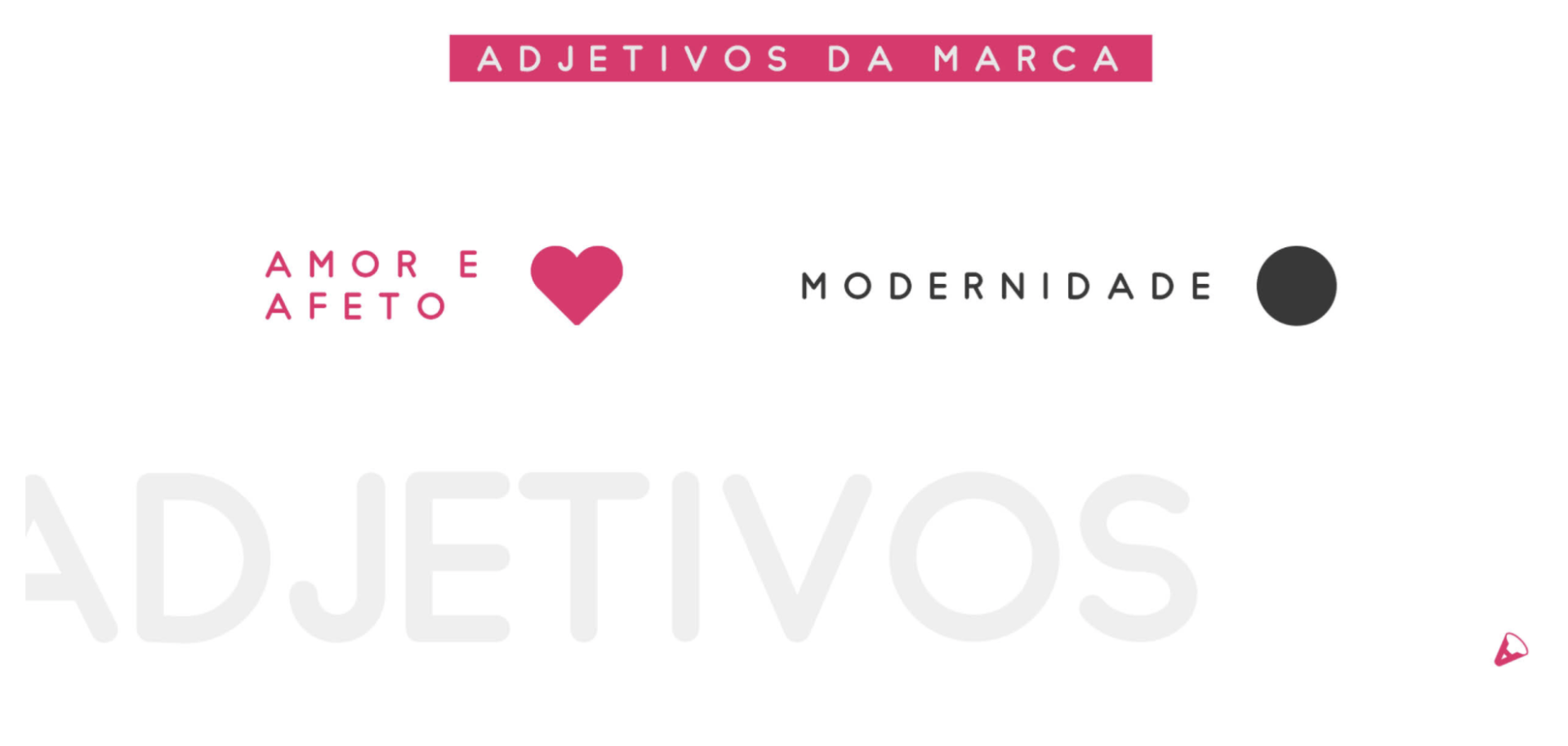 A imagem apresenta os adjetivos da marca: