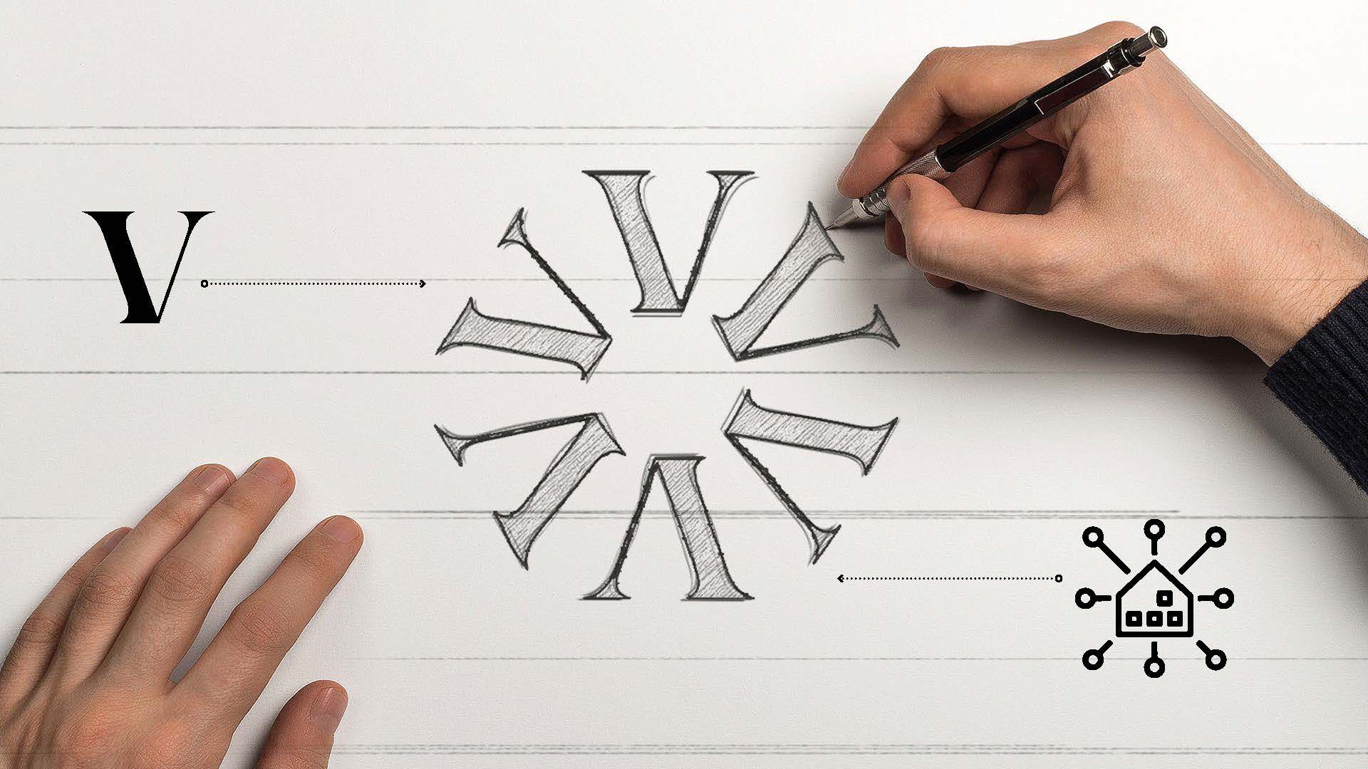 Uma mão desenhando a letra