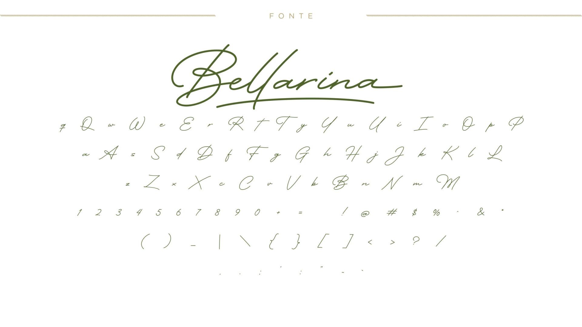 Uma fonte manuscrita com o nome bellarina nela