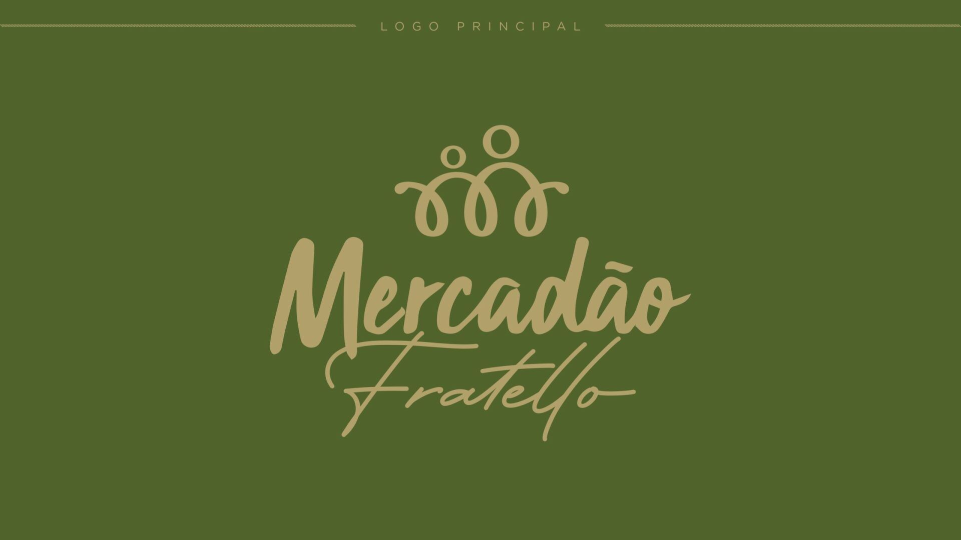 Um logotipo para uma empresa chamada mercadao fratello em um fundo verde.