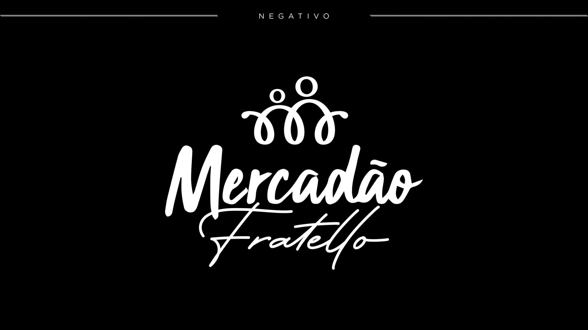 Um logotipo branco em um fundo preto que diz mercadao fratello.