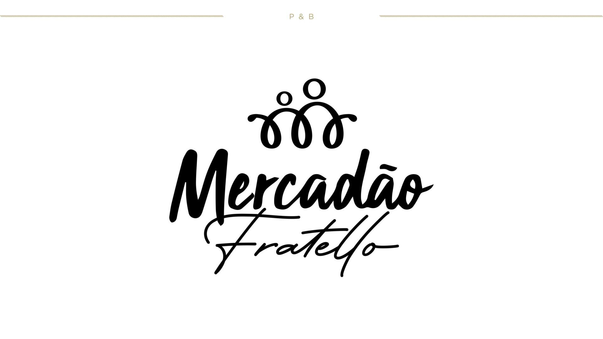 Um logotipo em preto e branco para uma empresa chamada mercadao fratello.