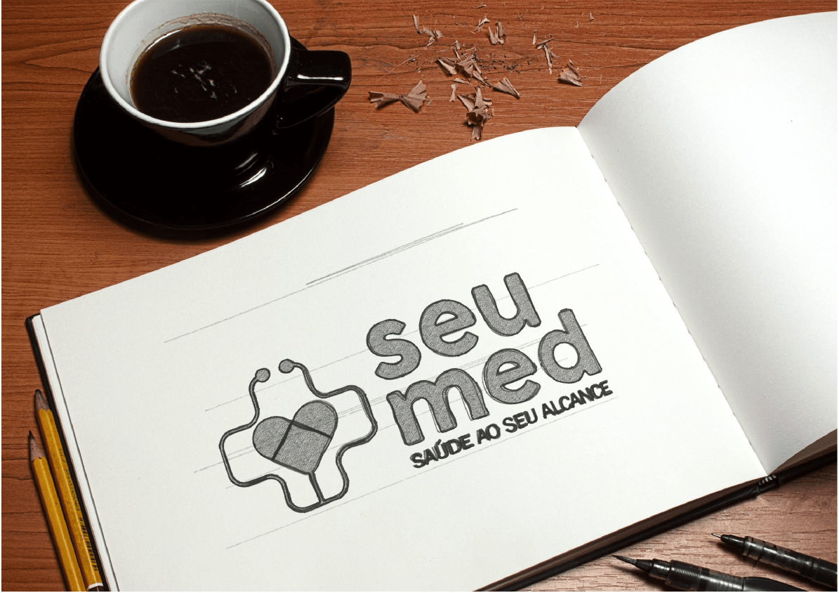 Caderno com o logotipo