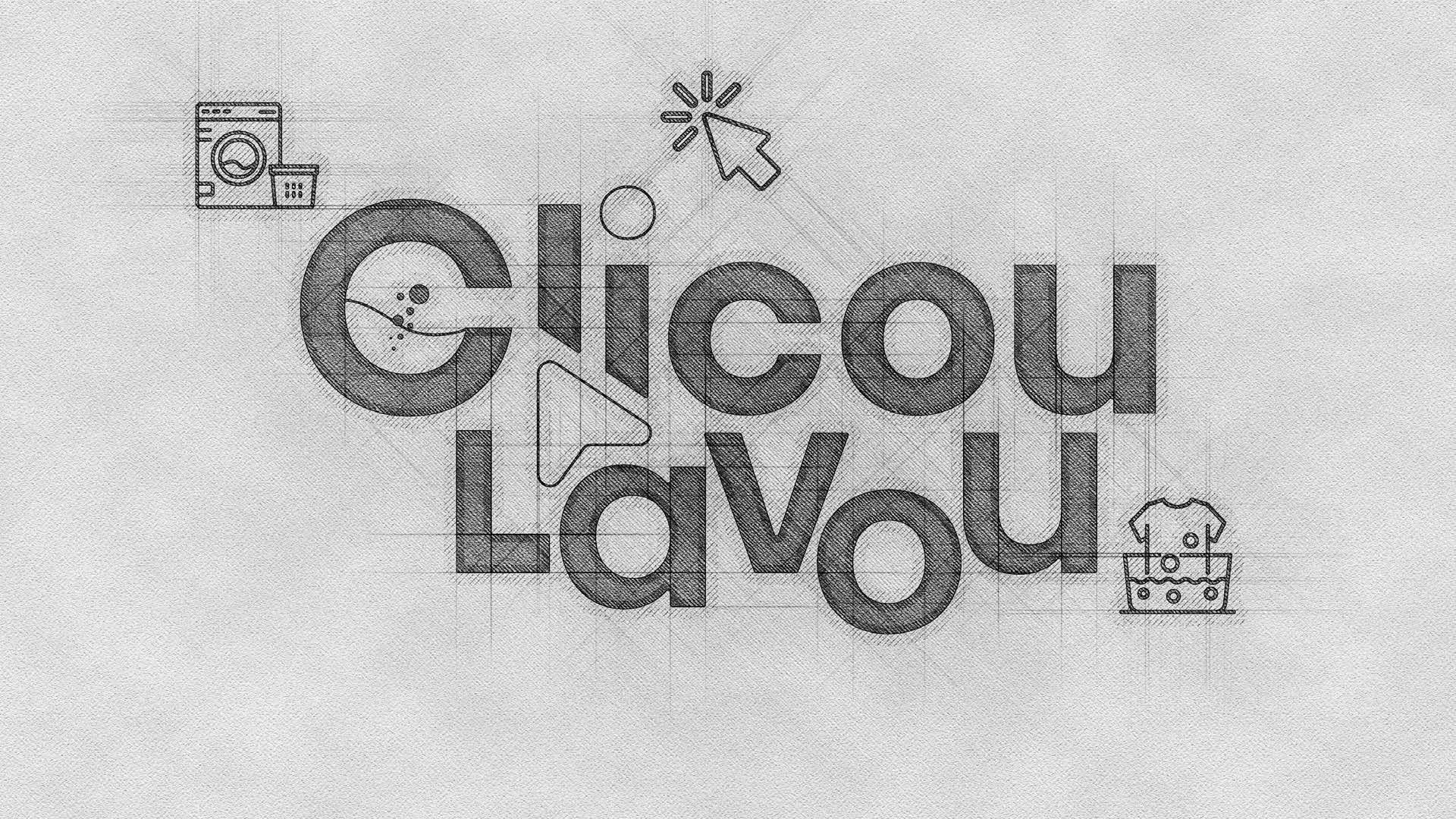 Esboço de logotipo para serviço de lavanderia