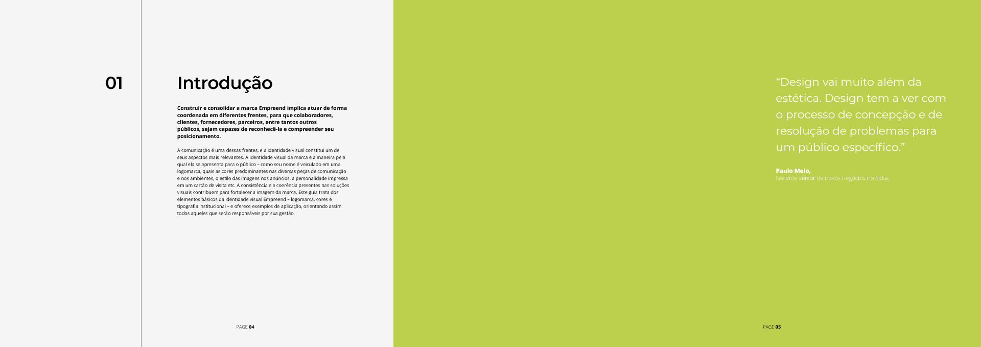 Um livro com páginas brancas à esquerda e uma página verde à direita. A página da esquerda contém um texto introdutório a um tópico.