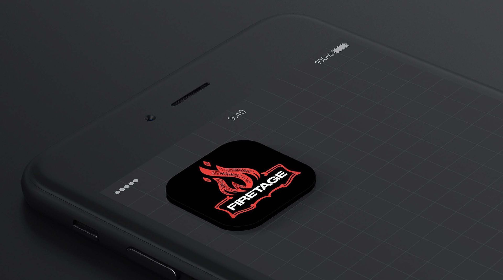 Telefone preto com o ícone do aplicativo