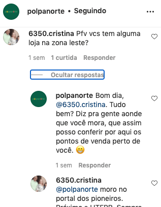 Uma captura de tela de uma página do Facebook que diz polpanorte seguindo