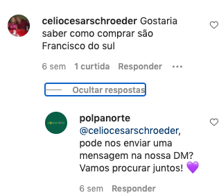 A screenshot of a conversation between celio cesarschroeder gostaria and polpanorte