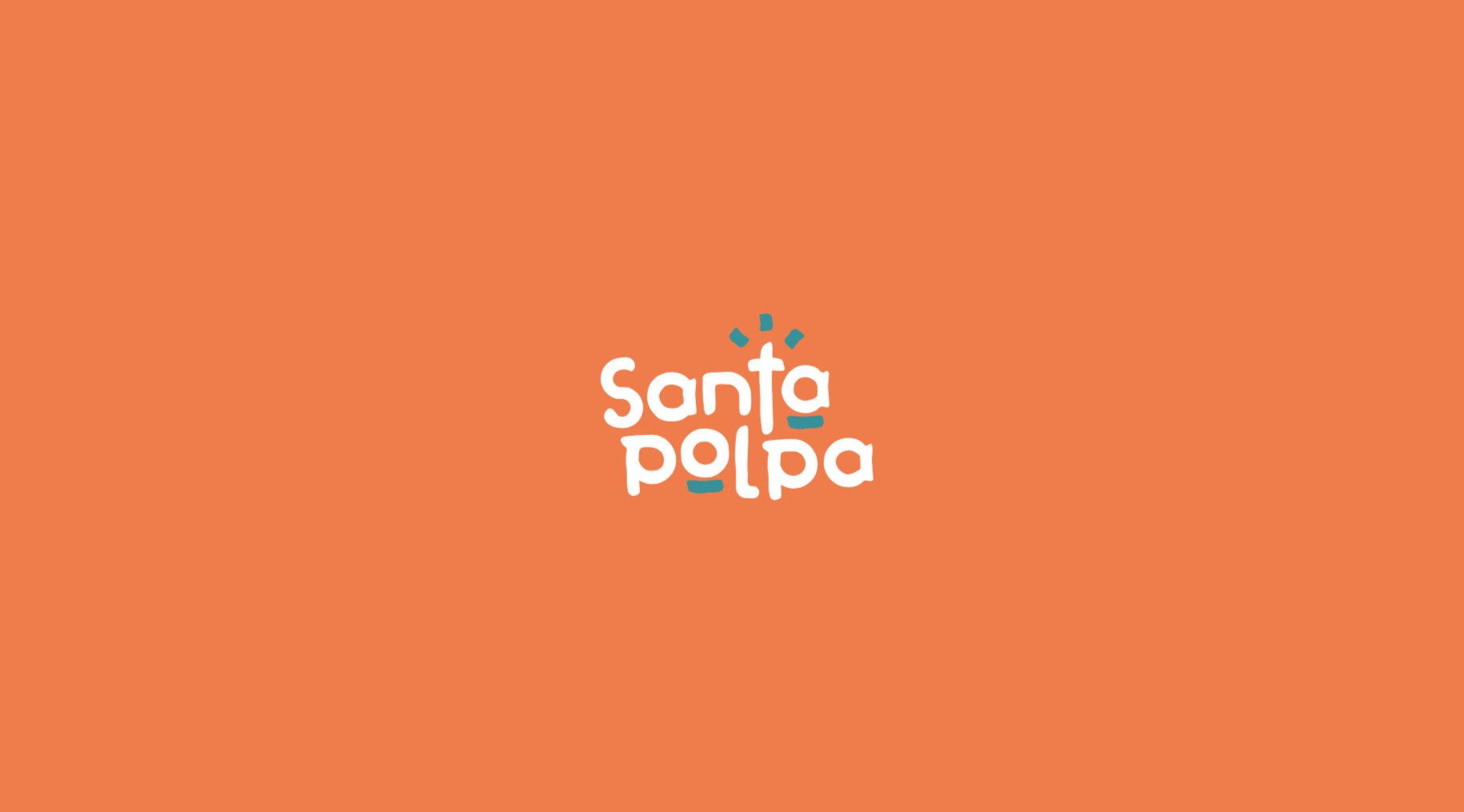 Logotipo do restaurante Santa Polpa, texto branco sobre fundo laranja.