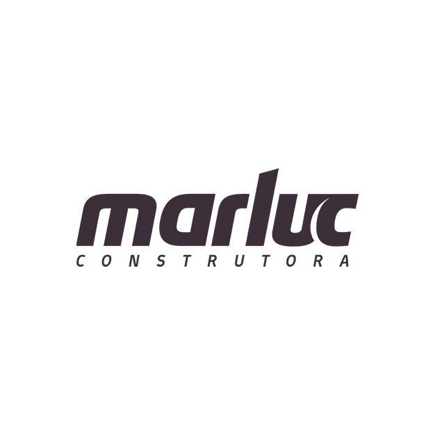 A black and white logo for marluc construtora