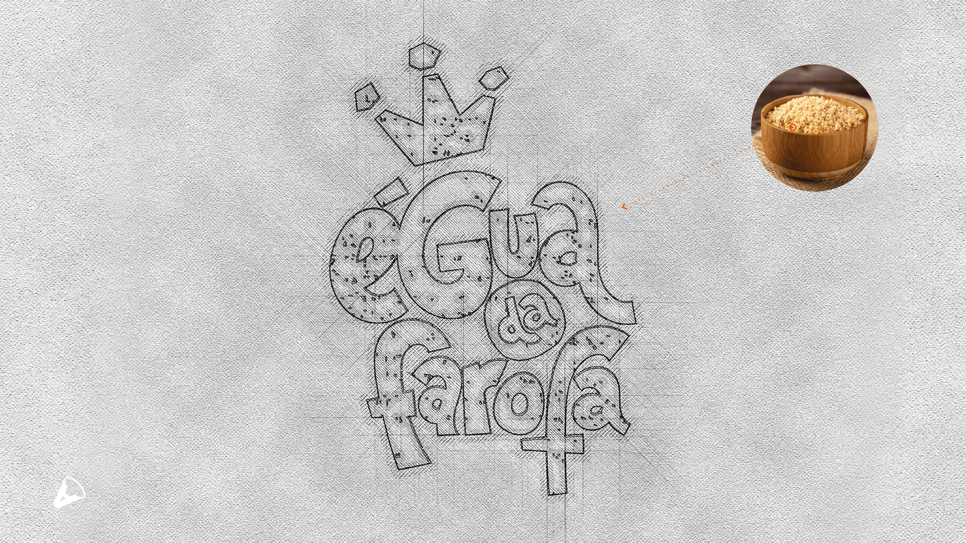 Um desenho de uma árvore com uma coroa e um pedaço de pão.