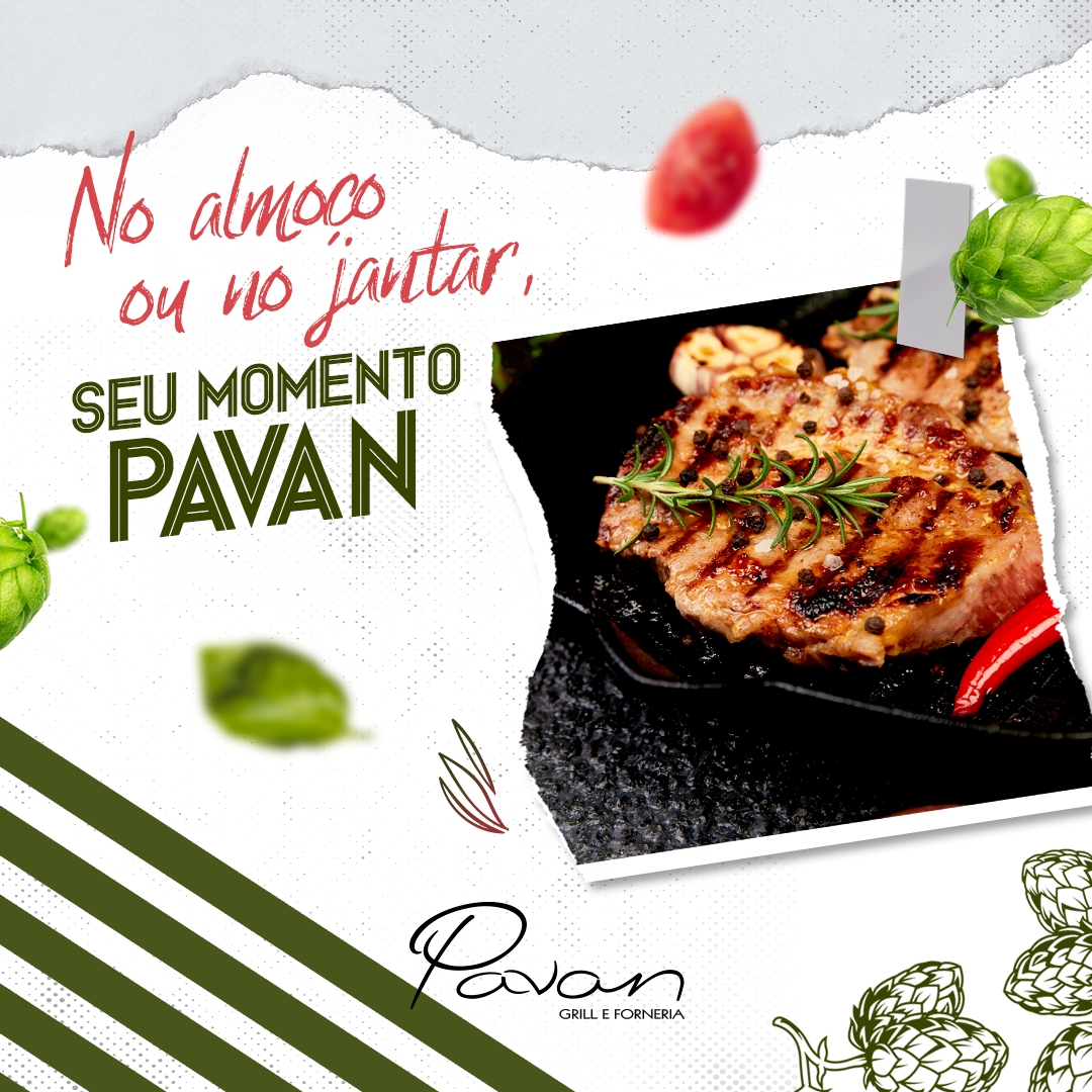 Um pôster com a imagem de um bife e as palavras seu momento pavan