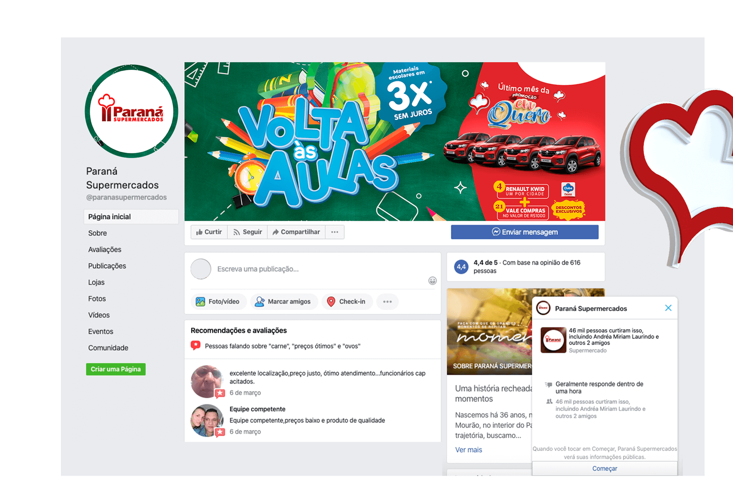 Página do supermercado Cocoon no Facebook. O banner é