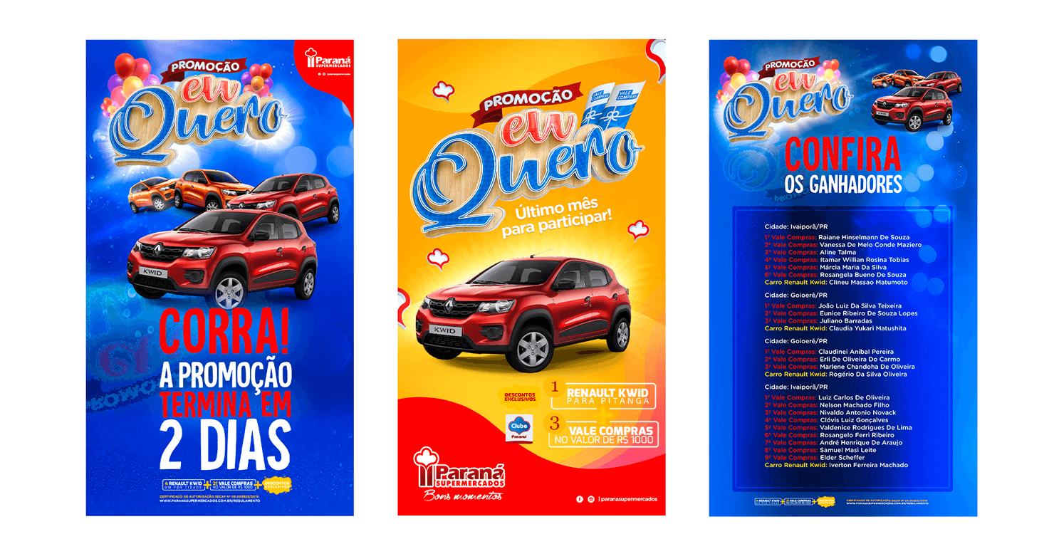 Três faixas promocionais para