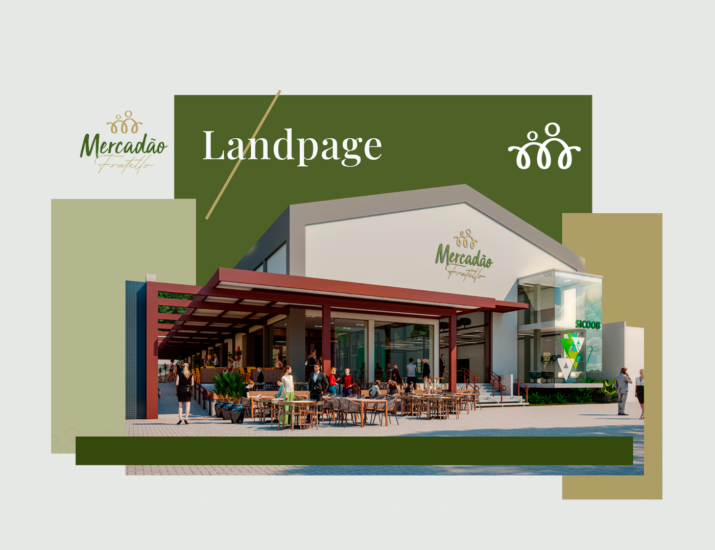 Uma foto de um restaurante com uma placa que diz landpage