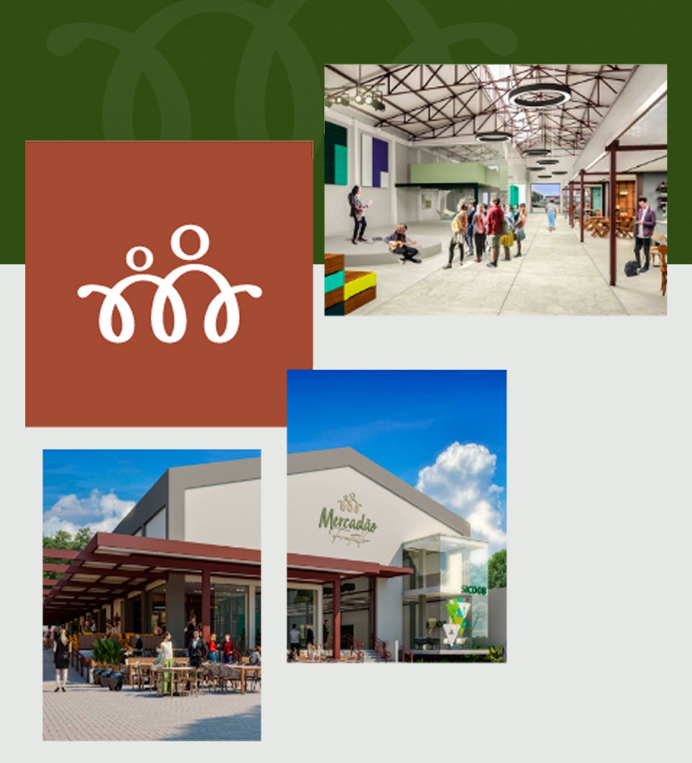 Uma colagem de fotos de um edifício com a palavra mercado nele