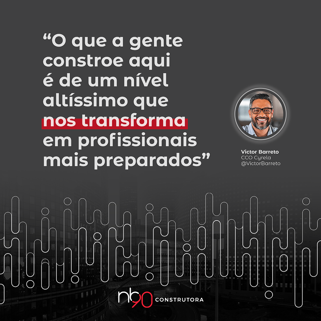 Citação em fundo cinza com imagem de paisagem urbana: