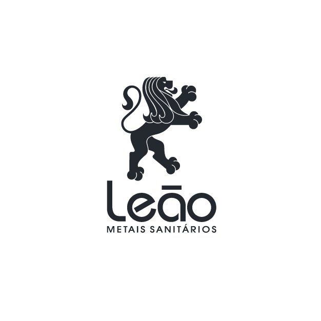 O logotipo da leao metais sanitários tem um leão.