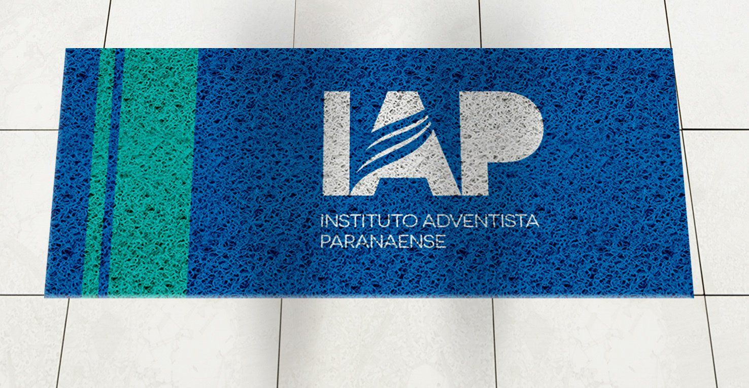 Capacho azul com logotipo