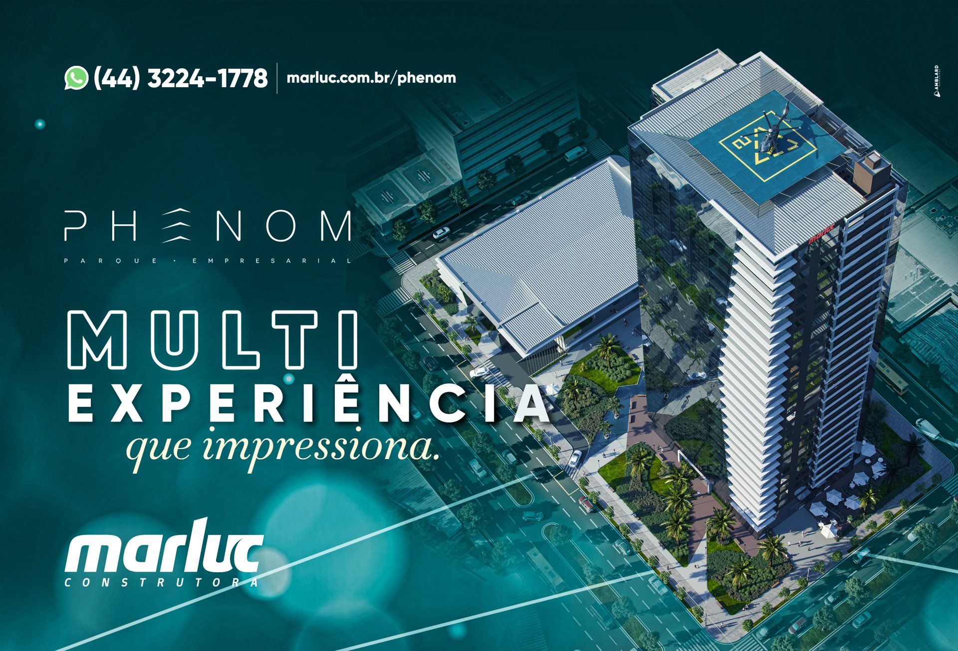 Um anúncio de um edifício que diz 'fenômeno multi experiência que impressiona'