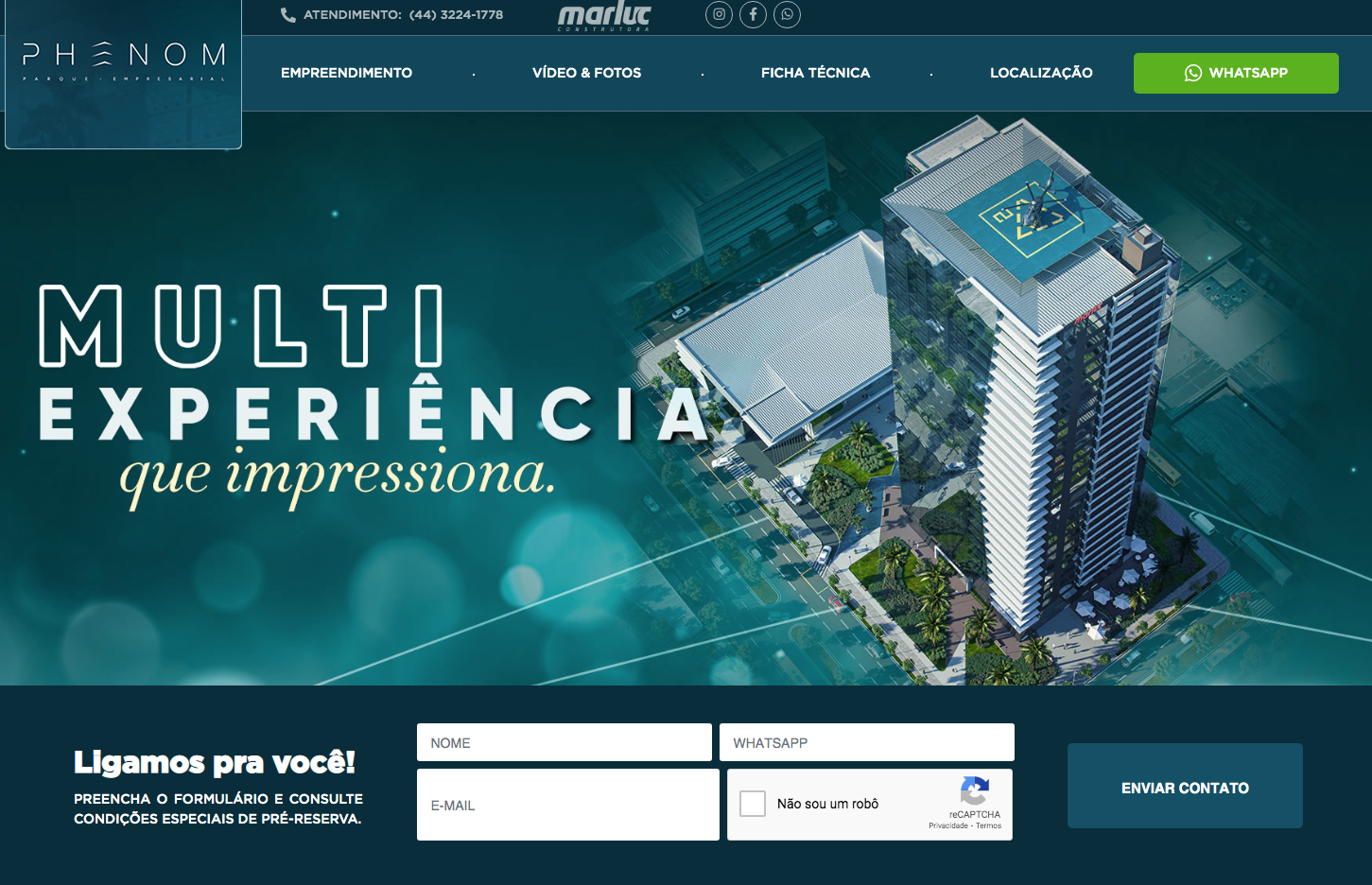 Uma captura de tela de um site que diz multi experiencia que impressiona